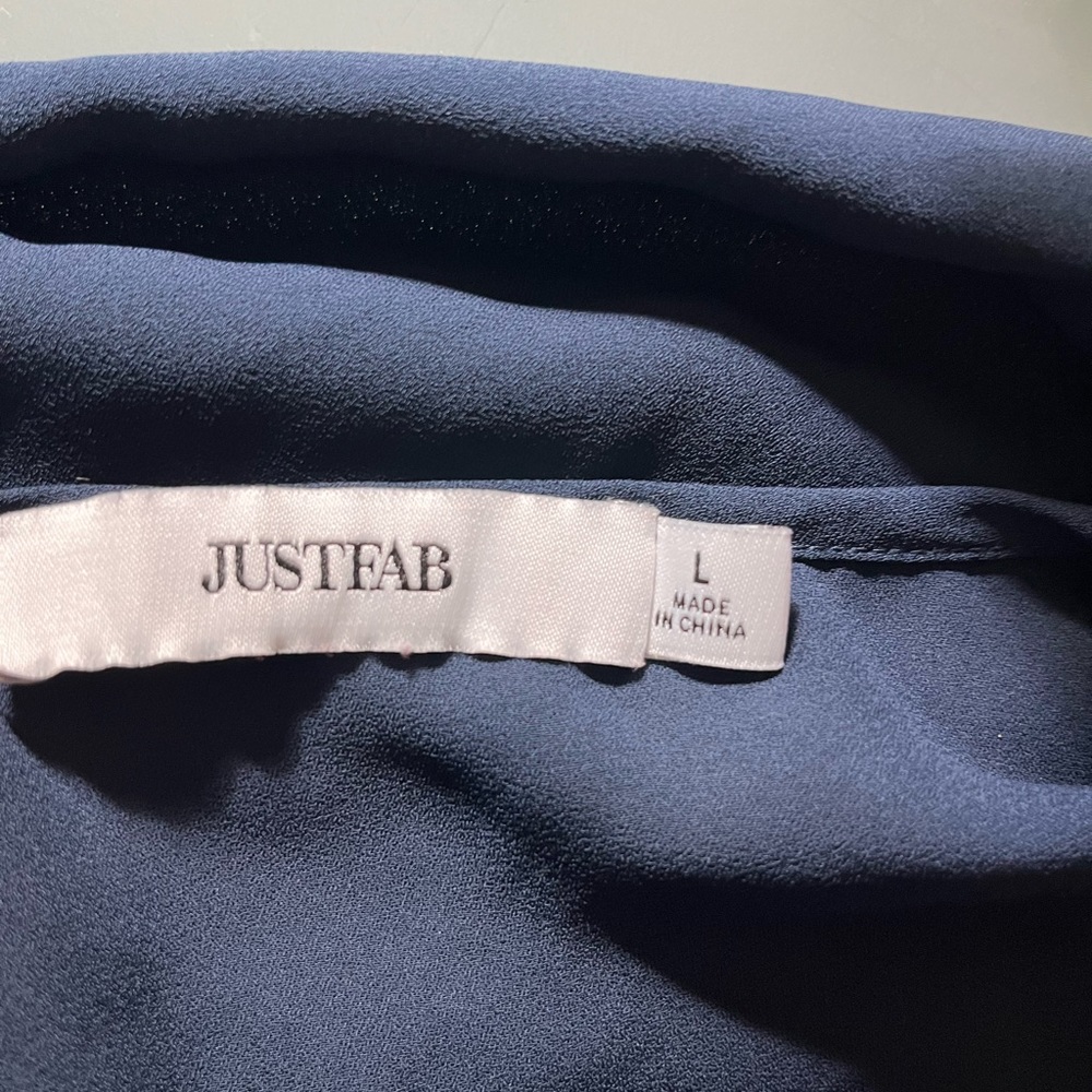 Just Fab front tie Navy Blue Blouse - Picture 4 of 7